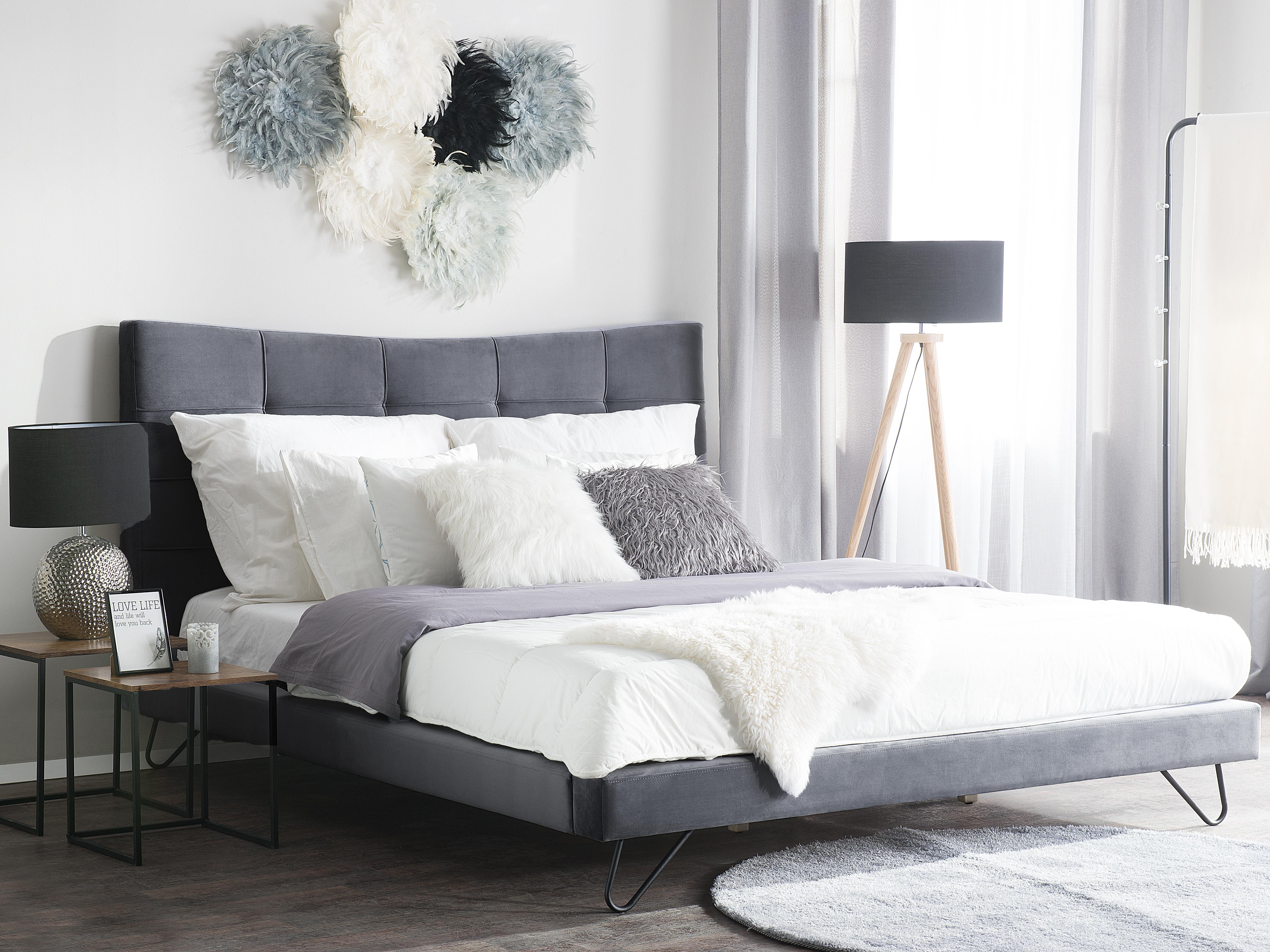 Bed Fluweel LANNION 180 x 200 cm Donkergrijs