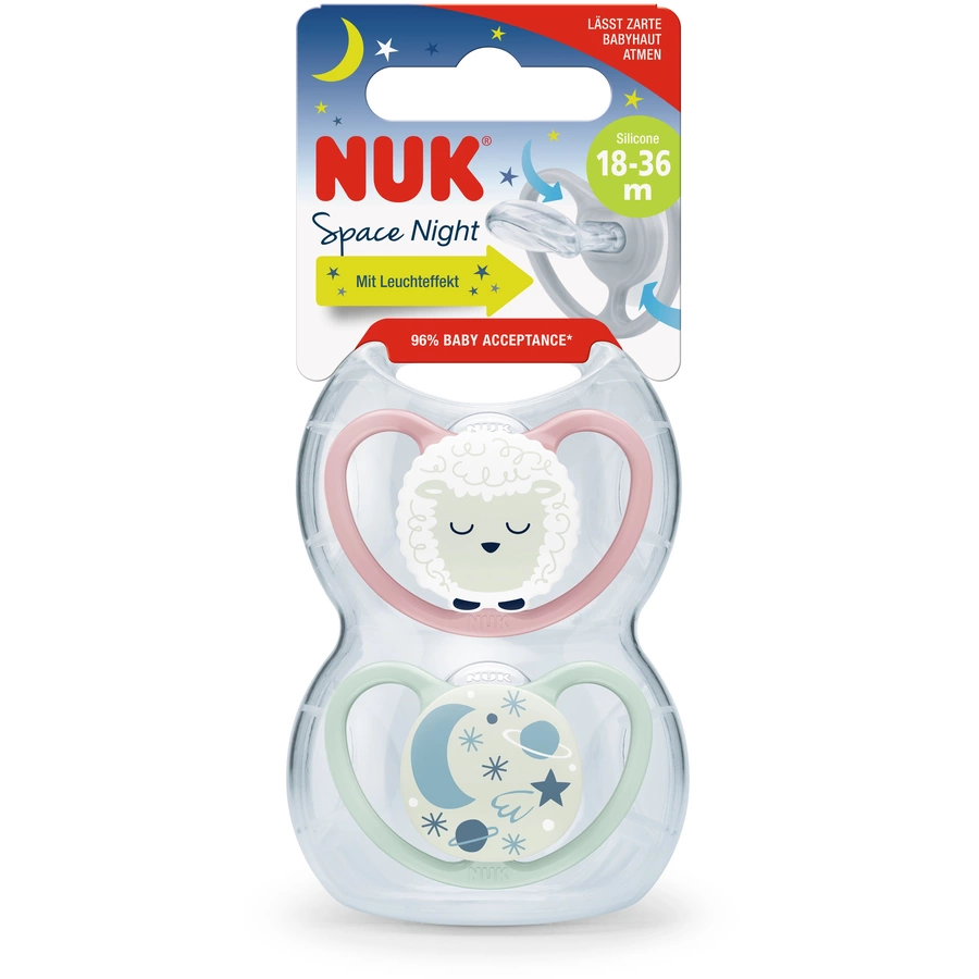 NUK Nachtschnuller Space Night Silikon Gr. 3, SchafNachthimmel 4 Stück