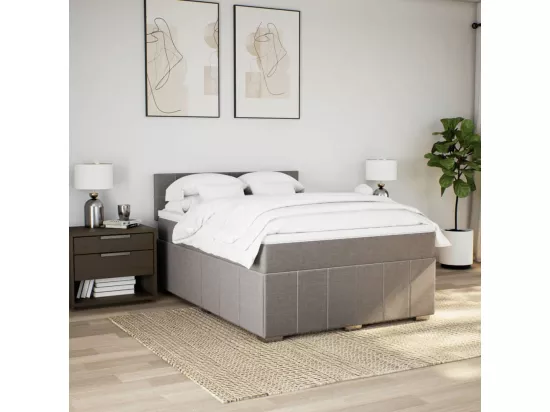 Sommier à lattes de lit avec matelas Taupe 140x190 cm Tissu