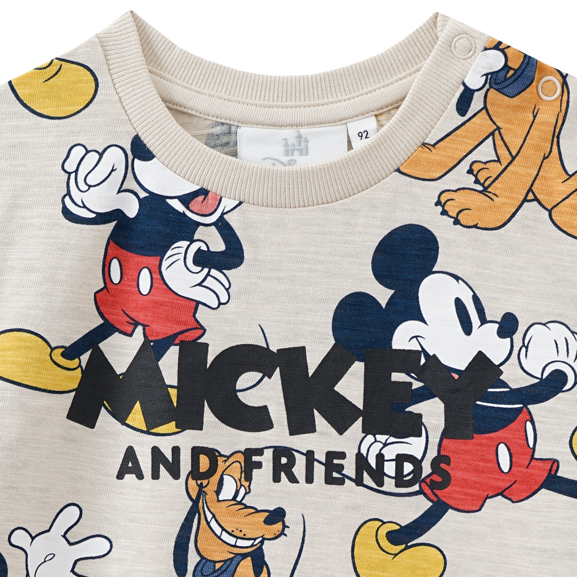 Topomini Micky Maus T-Shirt mit Allover-Print beige