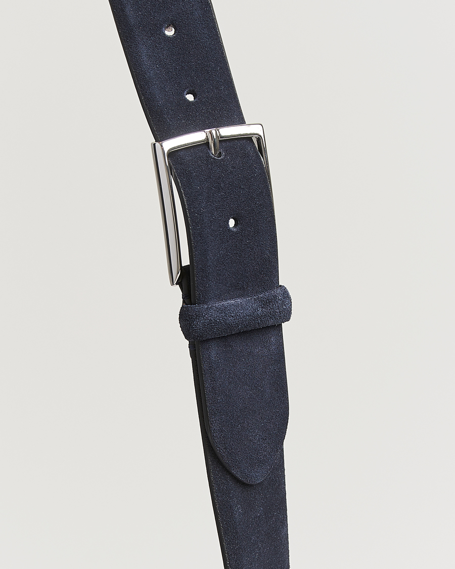 Anderson's Calf Suede 3,5 cm Belt Navy