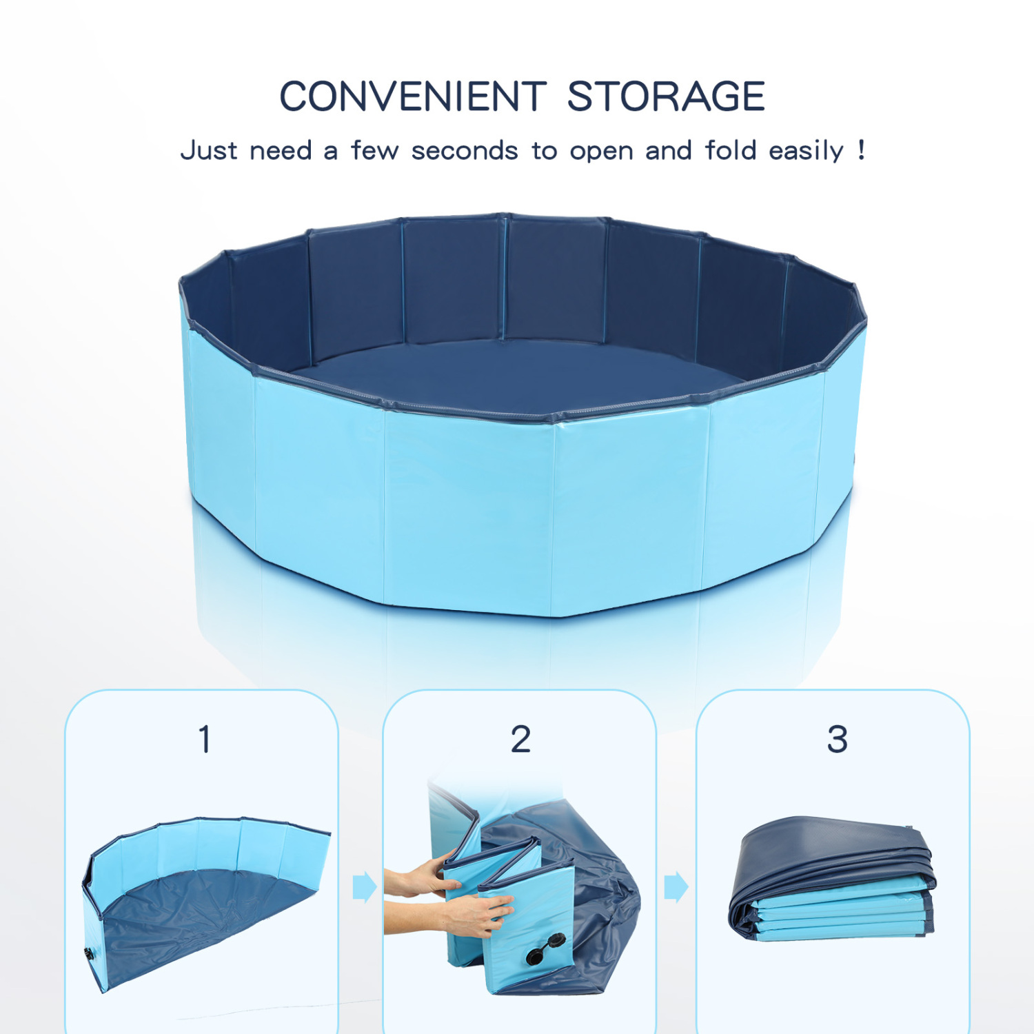 Piscina Nobleza de 120 cm para cães, banheira dobrável para crianças e animais de estimação, piscina de PVC antiderrapante, durável e estável, adequada para uso interno e externo, azul.
