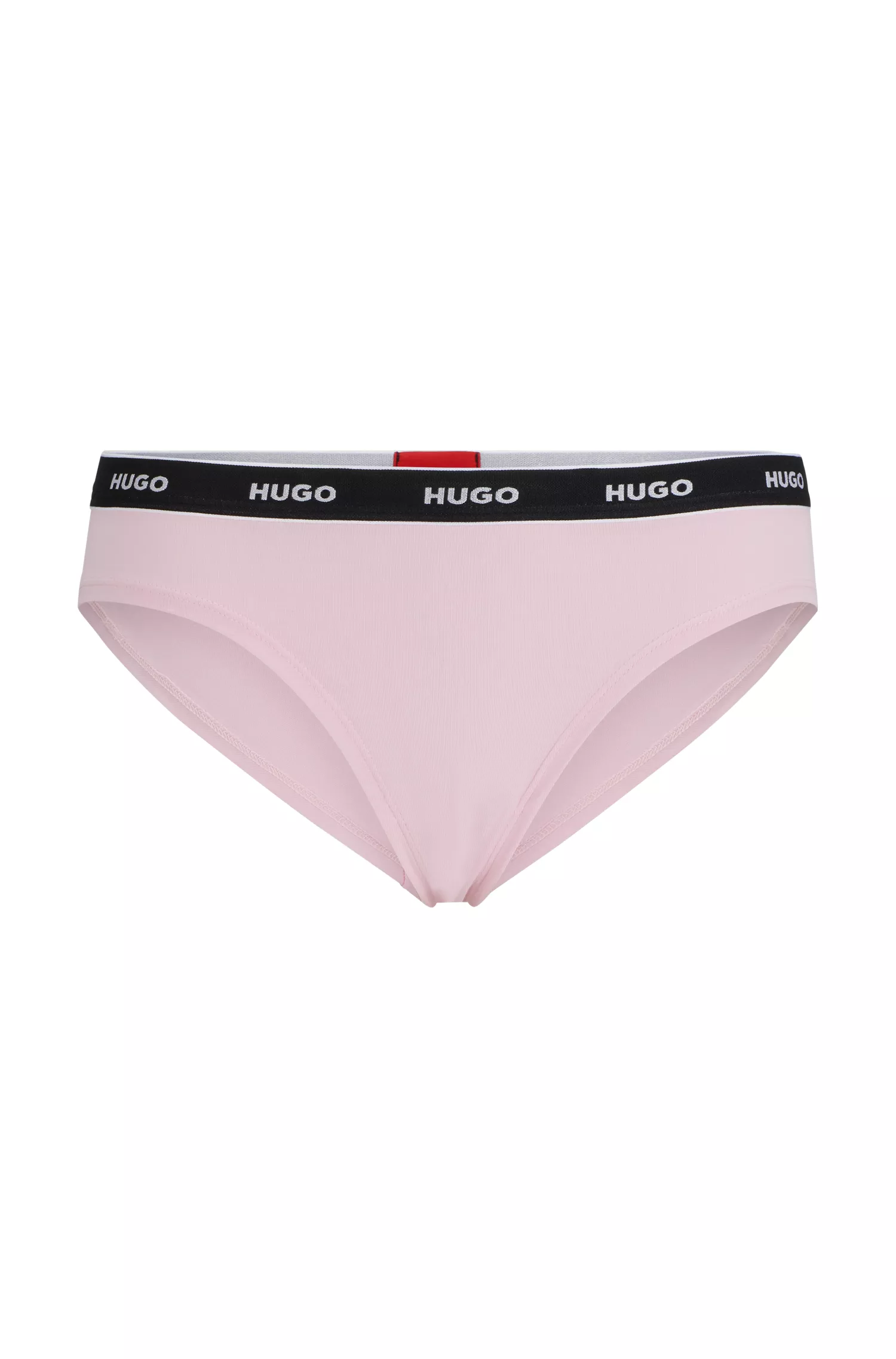 Cueca HUGO vermelha de algodão elástico com cintura regular e cós com logo.