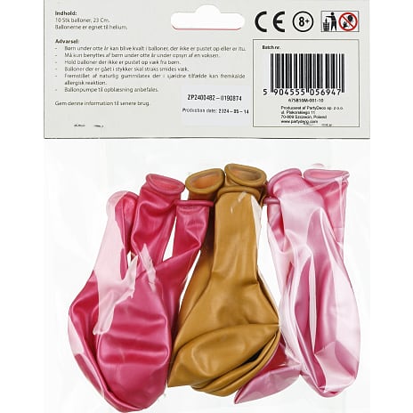 Salling balloner 23 cm 10-pak - Lyserød
