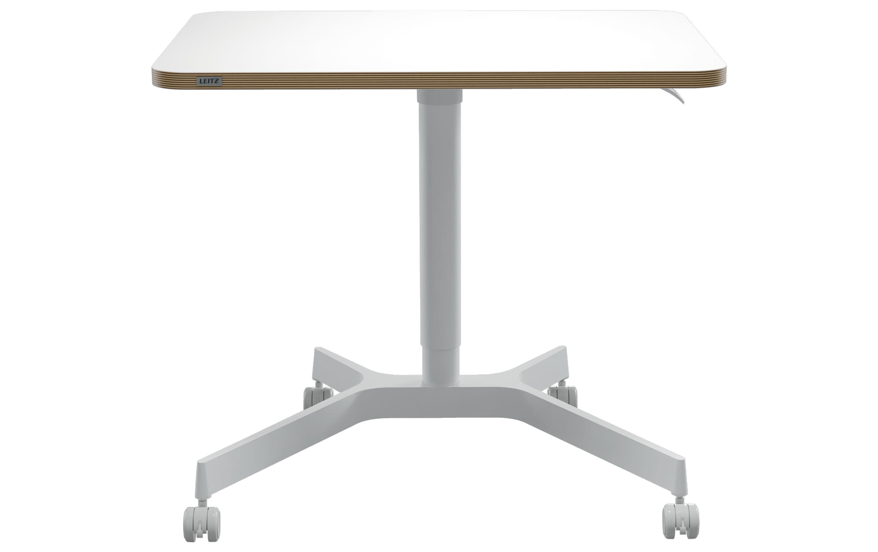 Ergo, höhenverstallbarer Sitz-/Steh-Schreibtisch Weiss<br>Pneumatisch höhenverstellbarer Schreibtisch mit Rollen