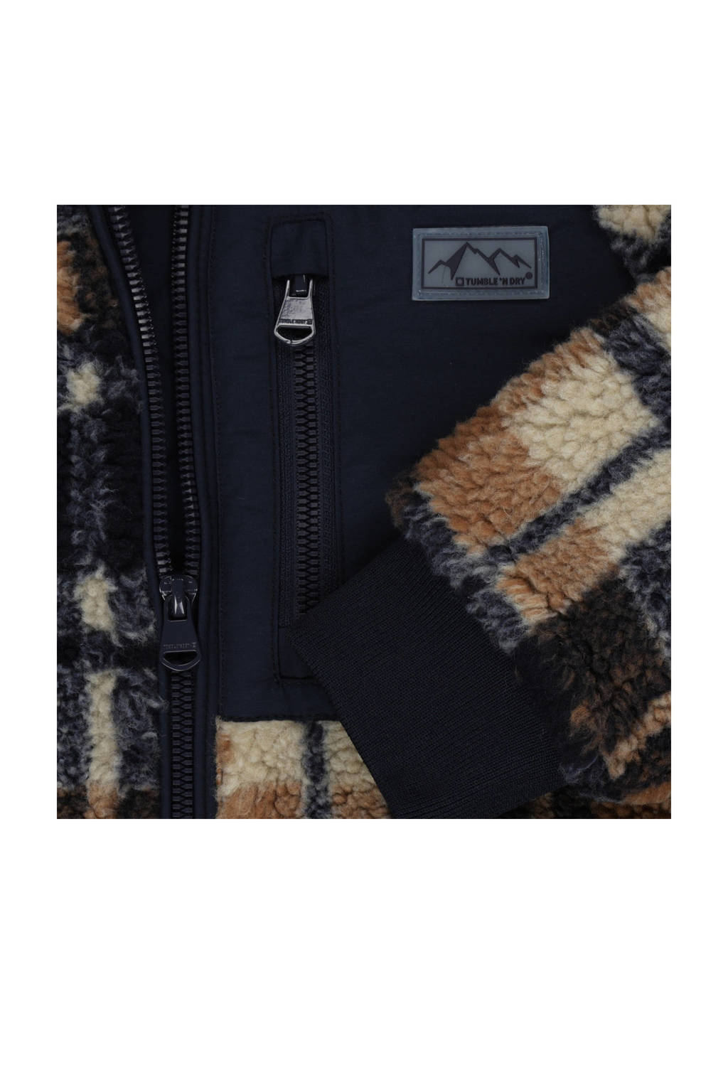 Tumble 'n Dry geruite teddy jas Stuttgart donkerblauw/beige/bruin