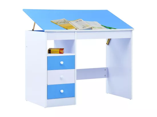 Bureau pour enfants Inclinable Bleu et blanc