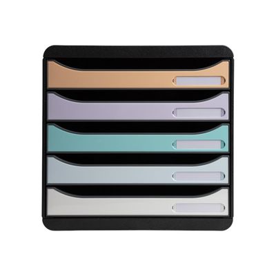 Exacompta Aquarel - Module de classement 5 tiroirs - noir/pastel glossy