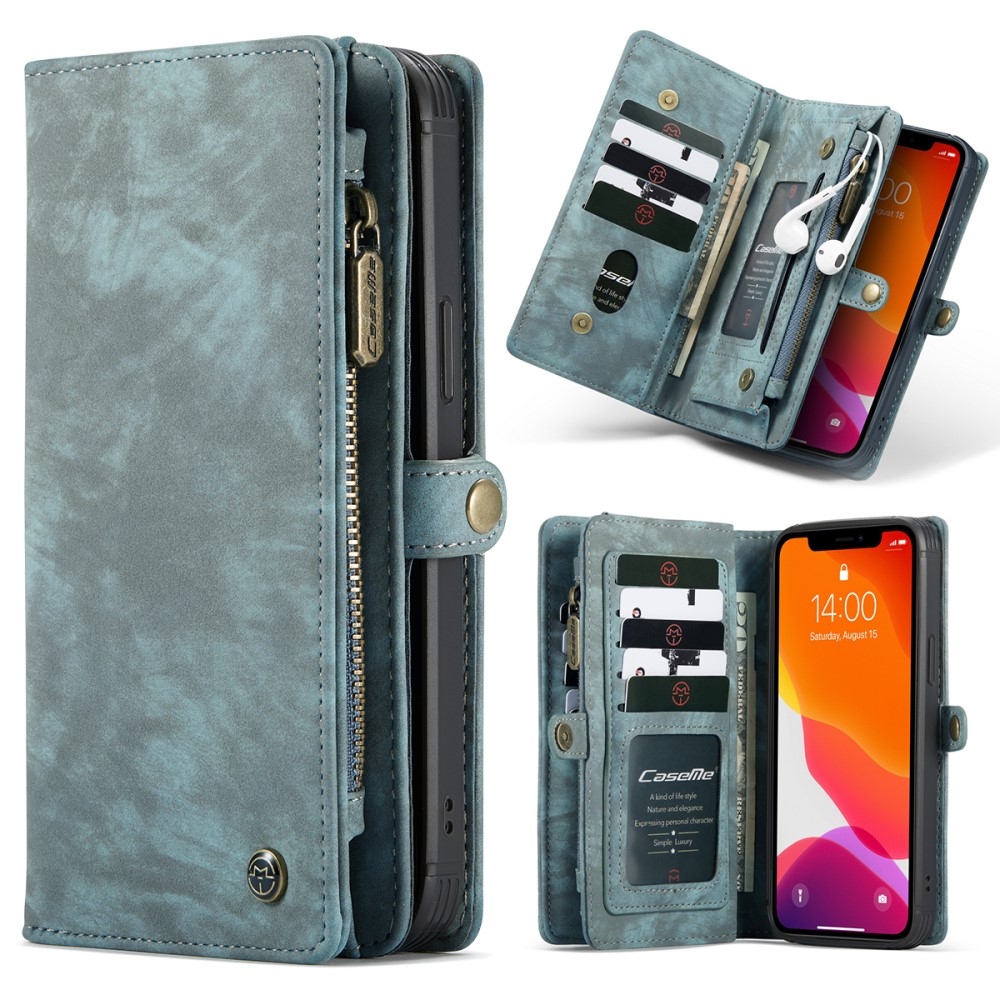 iPhone 12 / iPhone 12 Pro 2in1 Leder Tasche   Magnet Hardcase Karten Etui - Blau