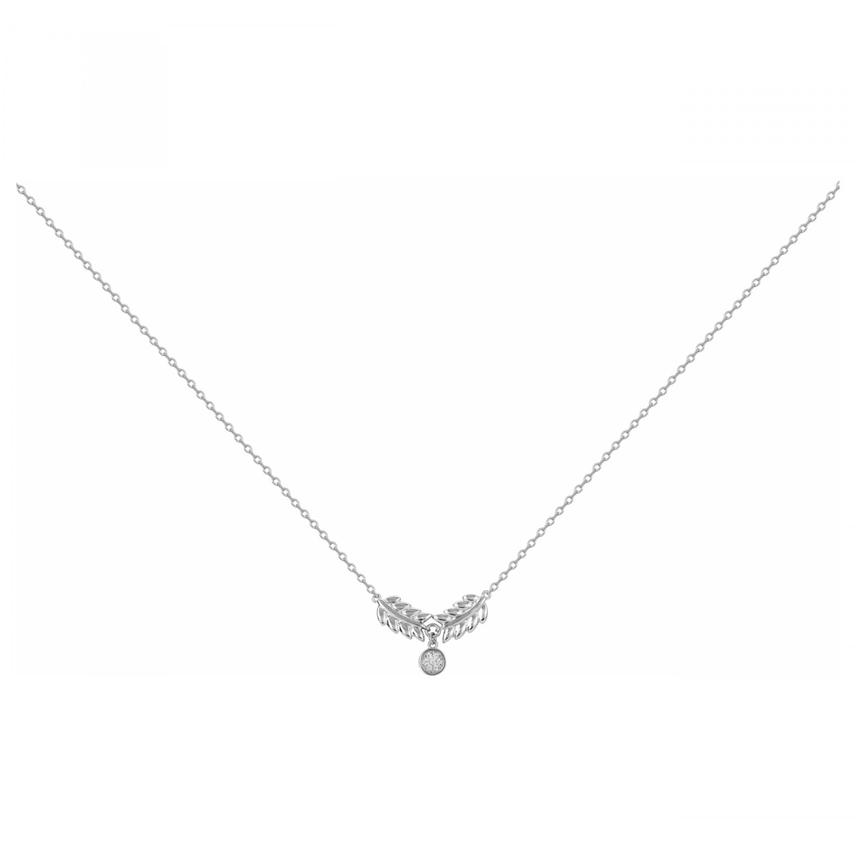 Collier mono-motif en Argent avec oxyde de zirconium blanc