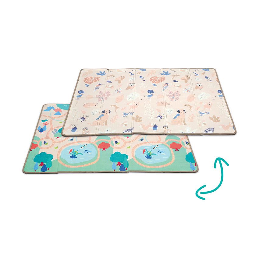 Grand tapis de jeu pliable et réversible - Ecru