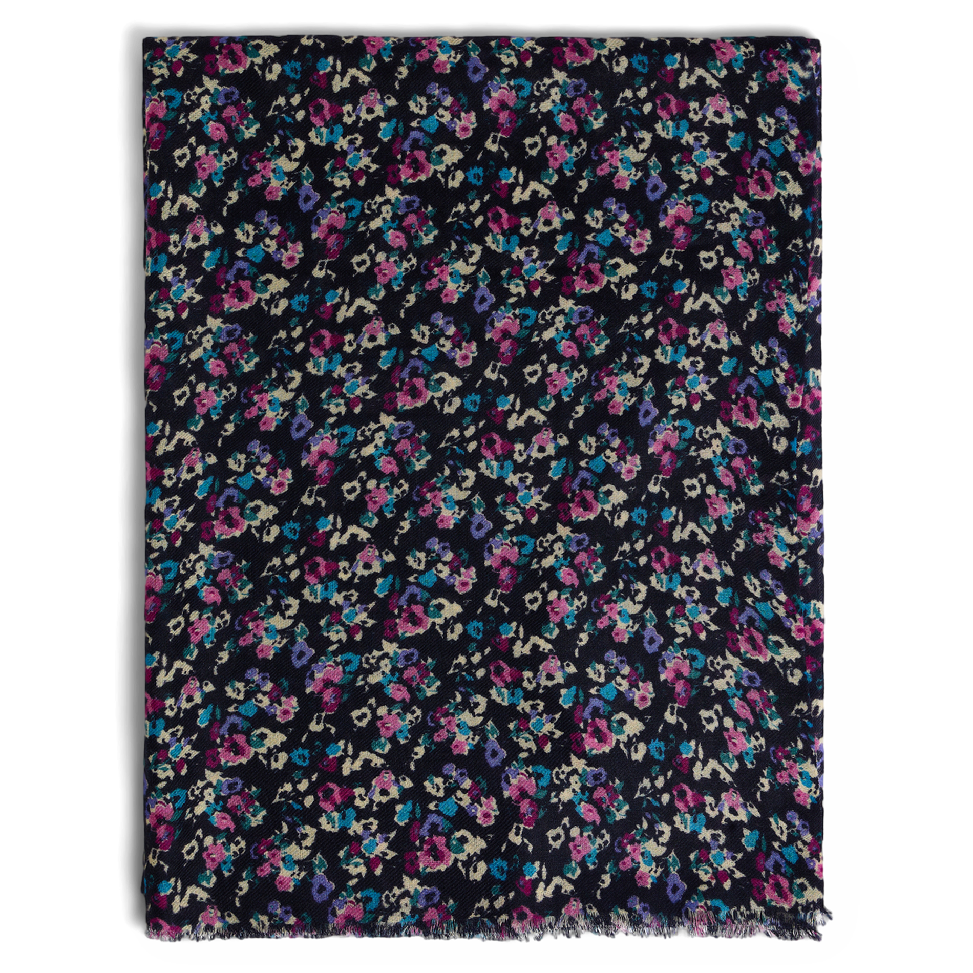 DARY - Echarpe en laine à fleurs | Bleu