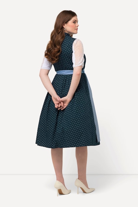 Dirndl, Schmuckknöpfe, Stehkragen, V-Ausschnitt, ärmellos