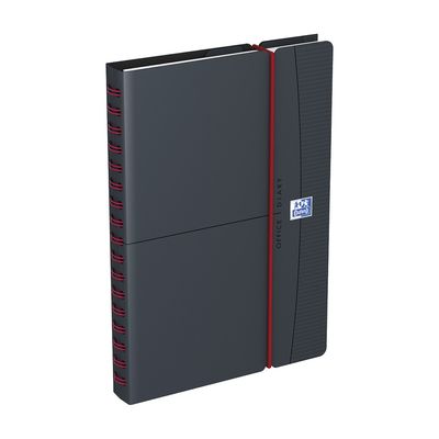 Agenda à élastique Office - 1 semaine sur 2 pages - 15 x 21 cm - gris/rouge - Oxford