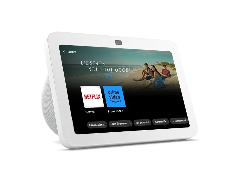 Amazon B0BLS3JJV8, Amazon Alexa, Rektandel, Hvid, Tysk, Engelsk, Spansk, Fransk, Italiensk, Android, Fire OS, iOS, 20,3 cm (8