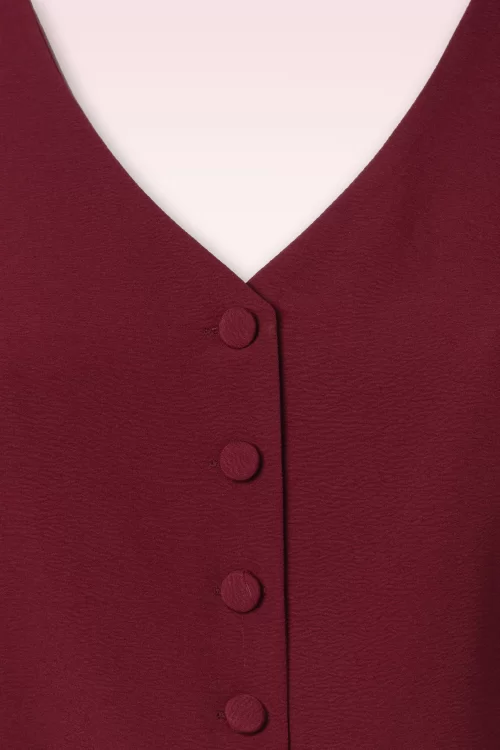 Vixen Short bow blouse in wijnrood