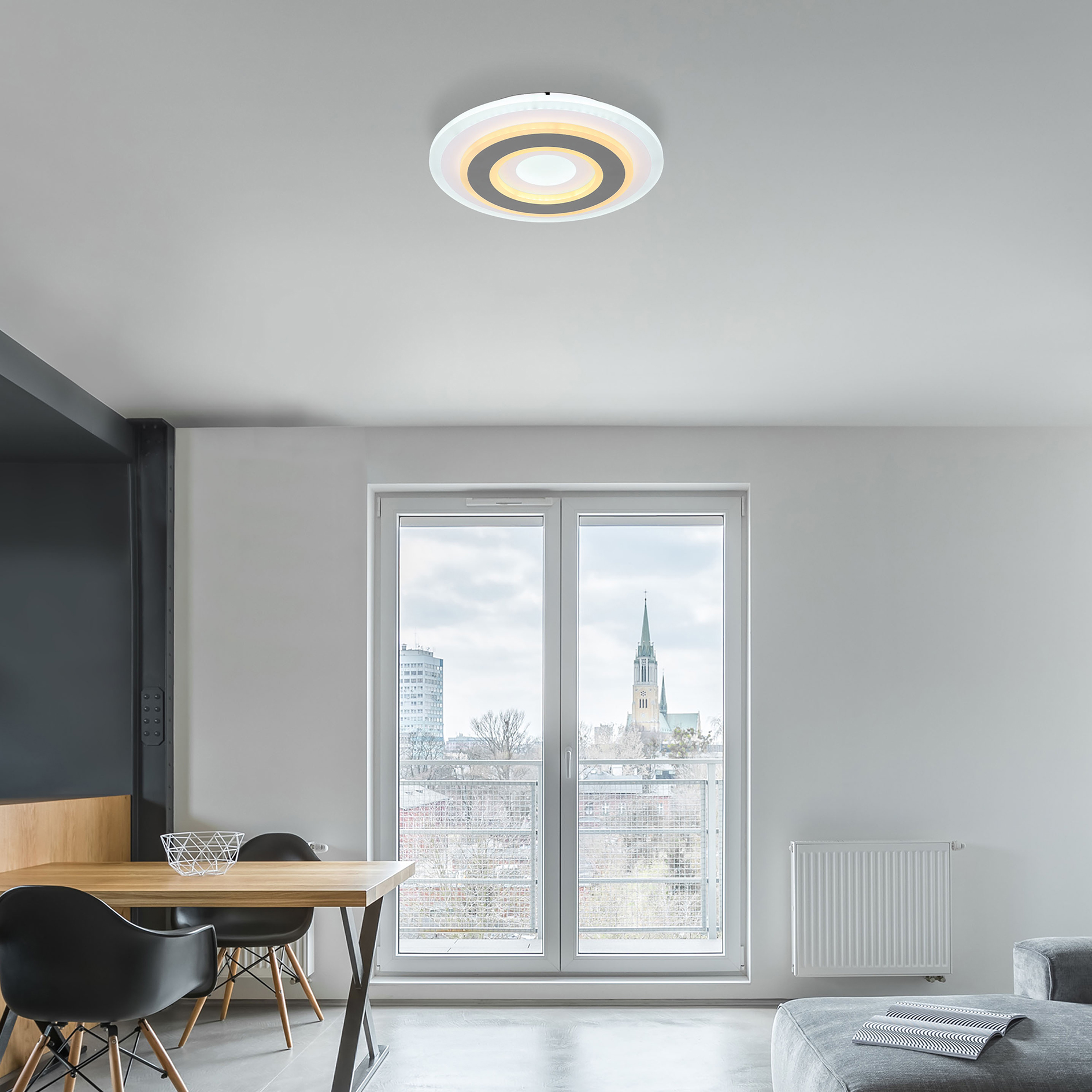 LED-Deckenleuchte - weiß-anthrazit-opal - Ø 30 cm