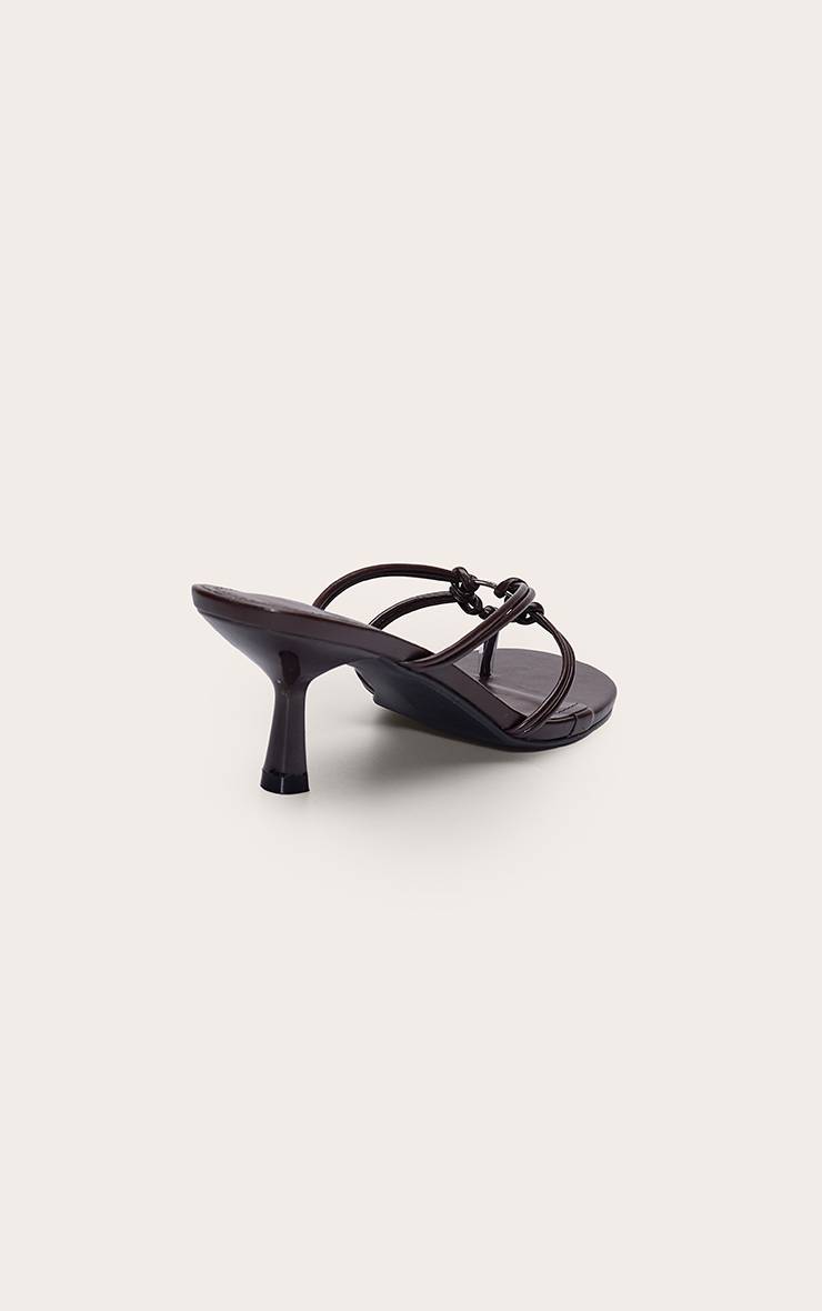 Marron Mules À Talons Avec Anneau Et Bride Entre-orteils