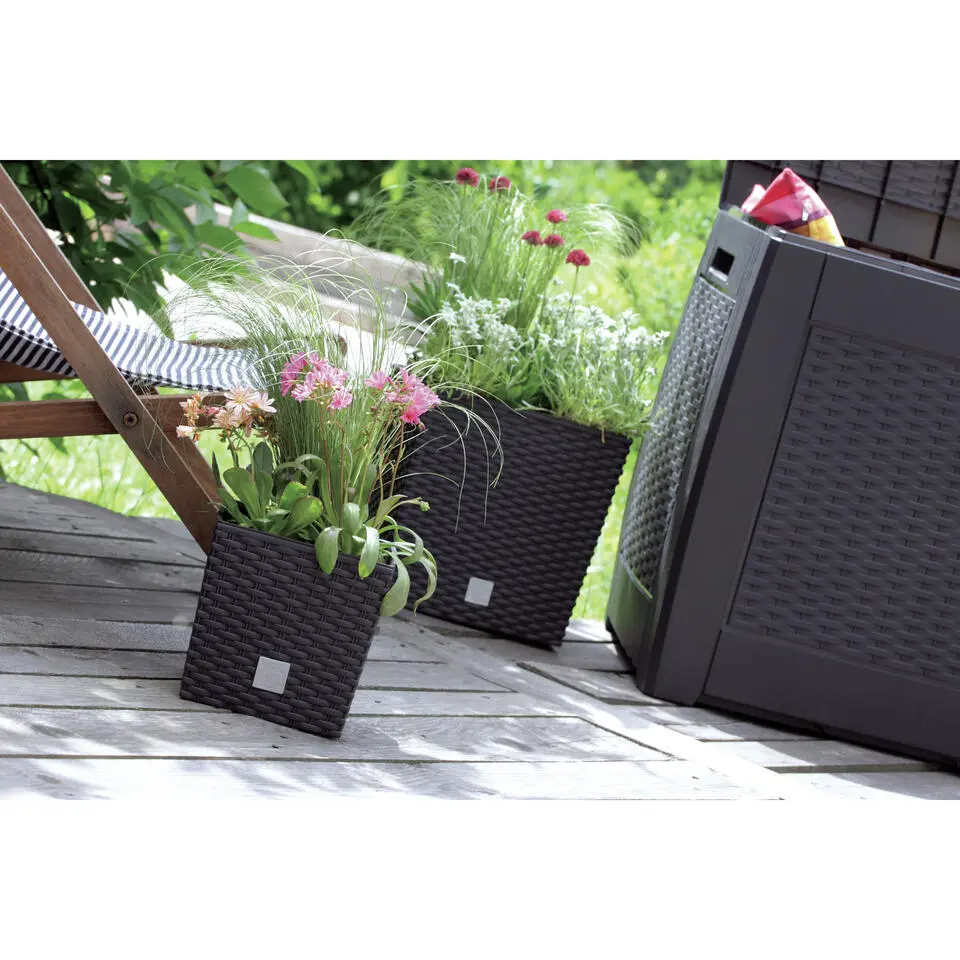Prosperplast Plantenbak Rato - antraciet - kunststof - 26 cm