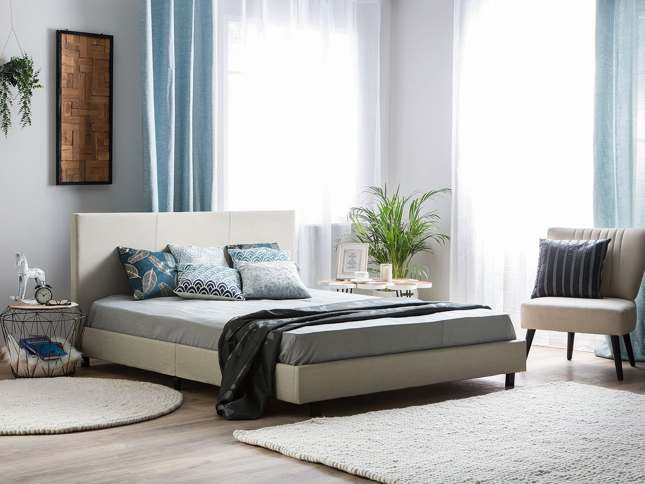 Beliani - ALBI  - Tweepersoonsbed - Beige - 180 x 200 cm - Polyester