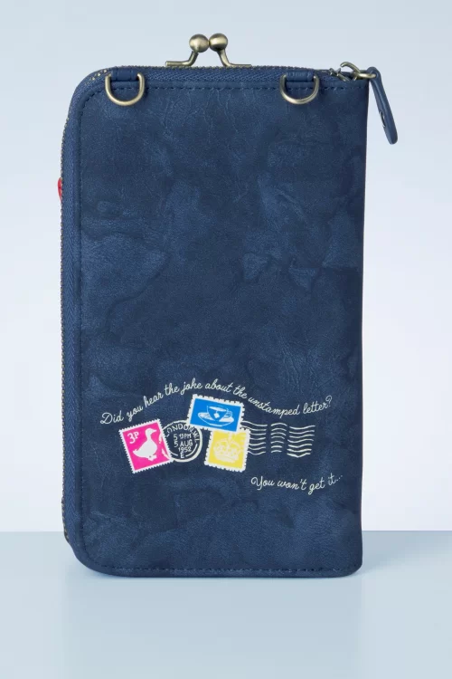 Vendula The Old Post Office Clipper telefoontasje en portemonnee in navy en rood