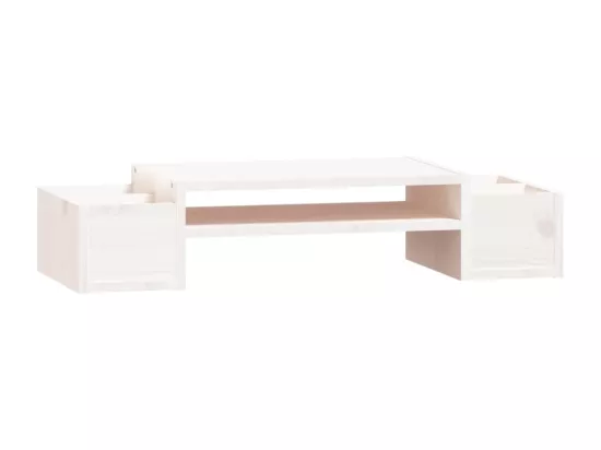 Support de moniteur Blanc 70x27,5x15 cm Bois de pin solide