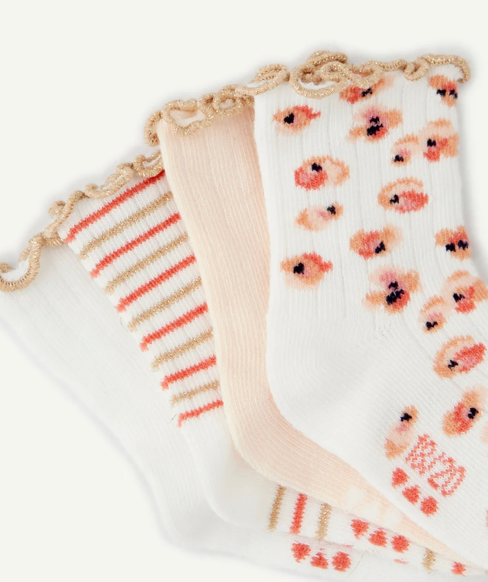 LOT DE 4 PAIRES DE CHAUSSETTES BÉBÉ FILLE AVEC FESTONS COULEUR DORÉE