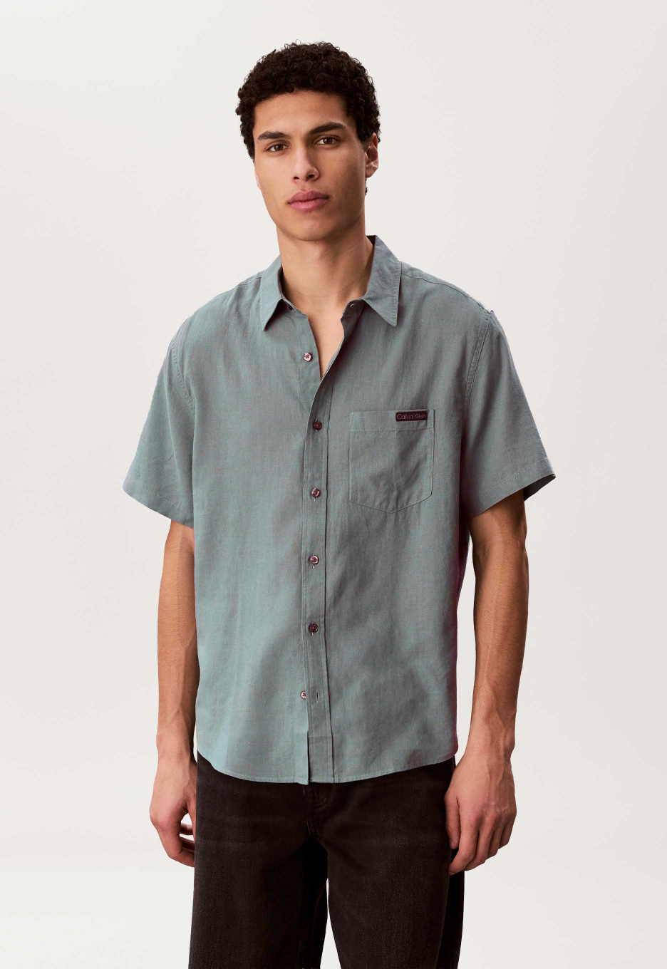 Calvin Klein Solid Casual Linen Overhemd