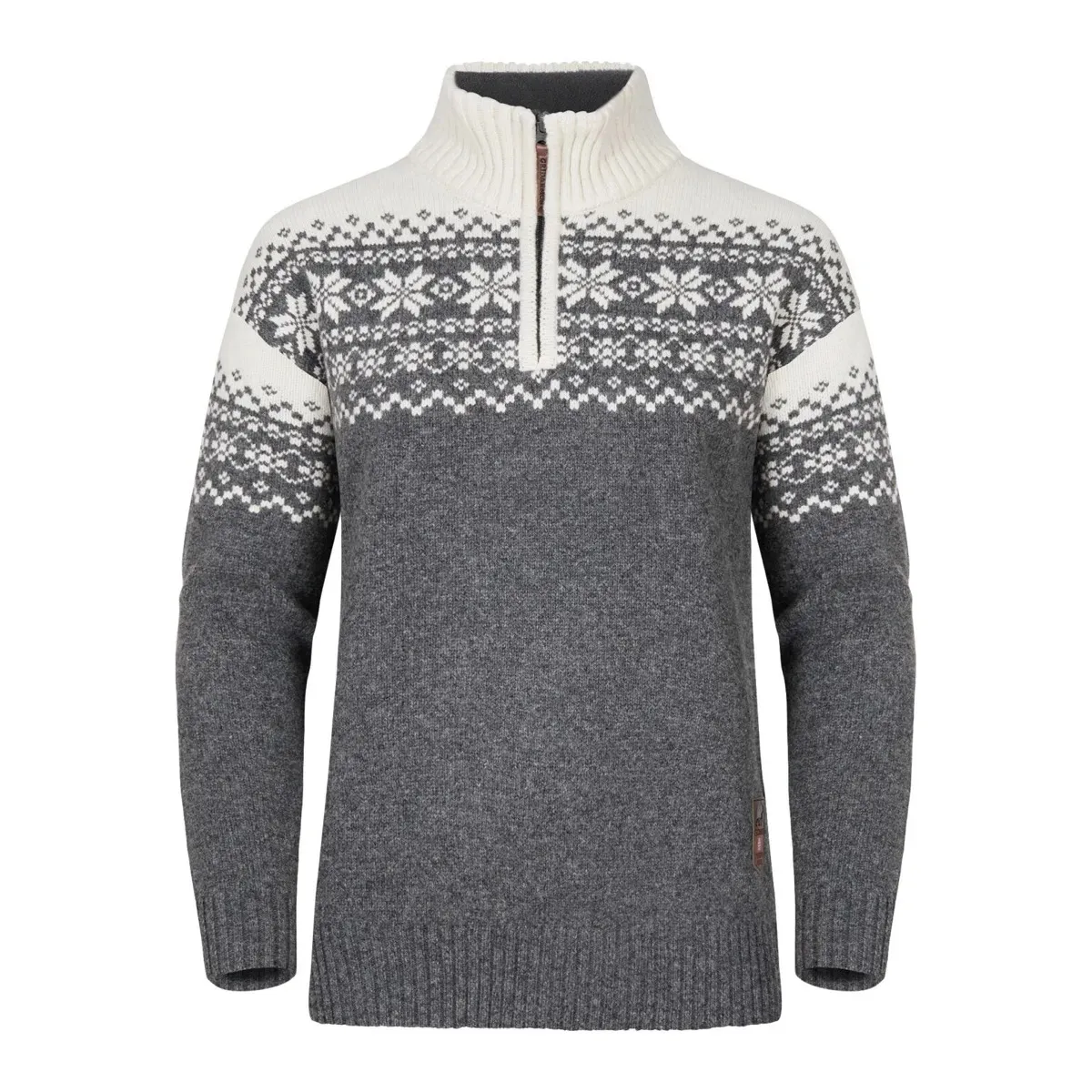 Gridarmor Women's Snøkrystall Half Zip Ullgenser Mid Greymelange/White