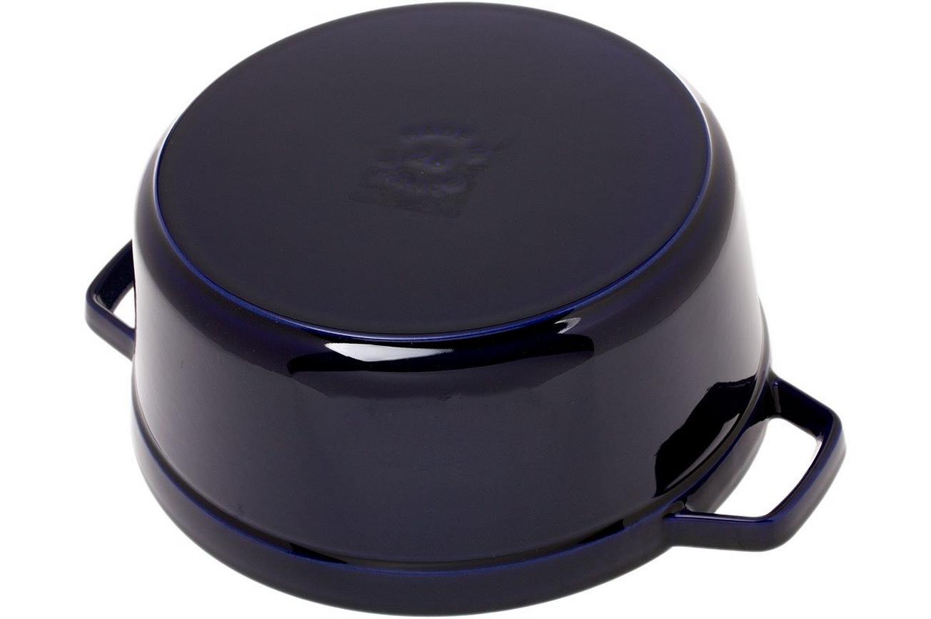 Staub braadpan - cocotte 26cm, 5,2L, blauw met stoominzet
