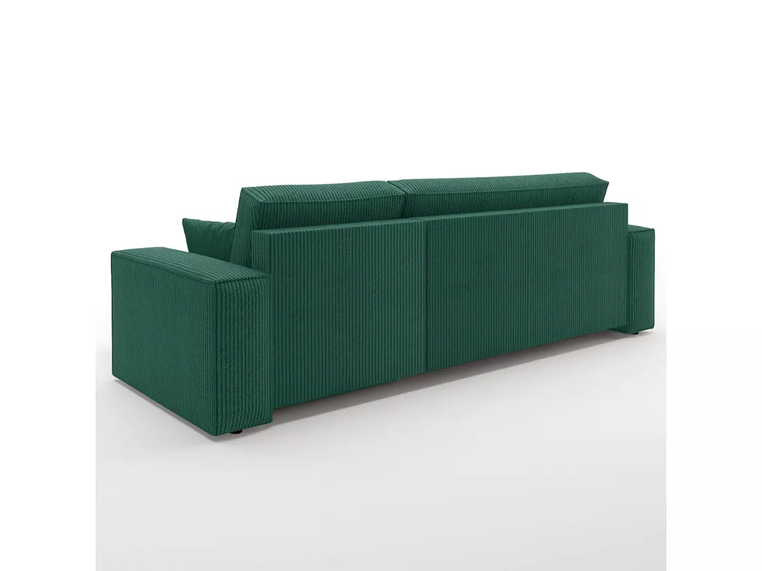Canapé d'angle convertible réversible Lorenzo en velours côtelé Vert