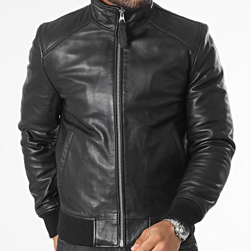 Veste Cuir Col Mouton LCFRESNO Noir