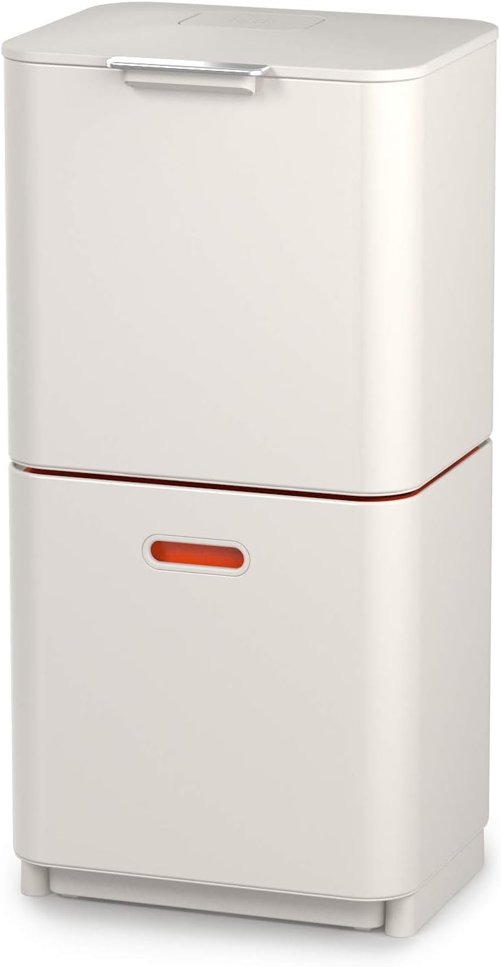 Joseph Joseph Totem Max 60 Abfalltrennsystem - Küchenabfallbehälter mit separater Recyclingeinheit, inkl. Bioabfallbehälter, 60 Liter - Stein