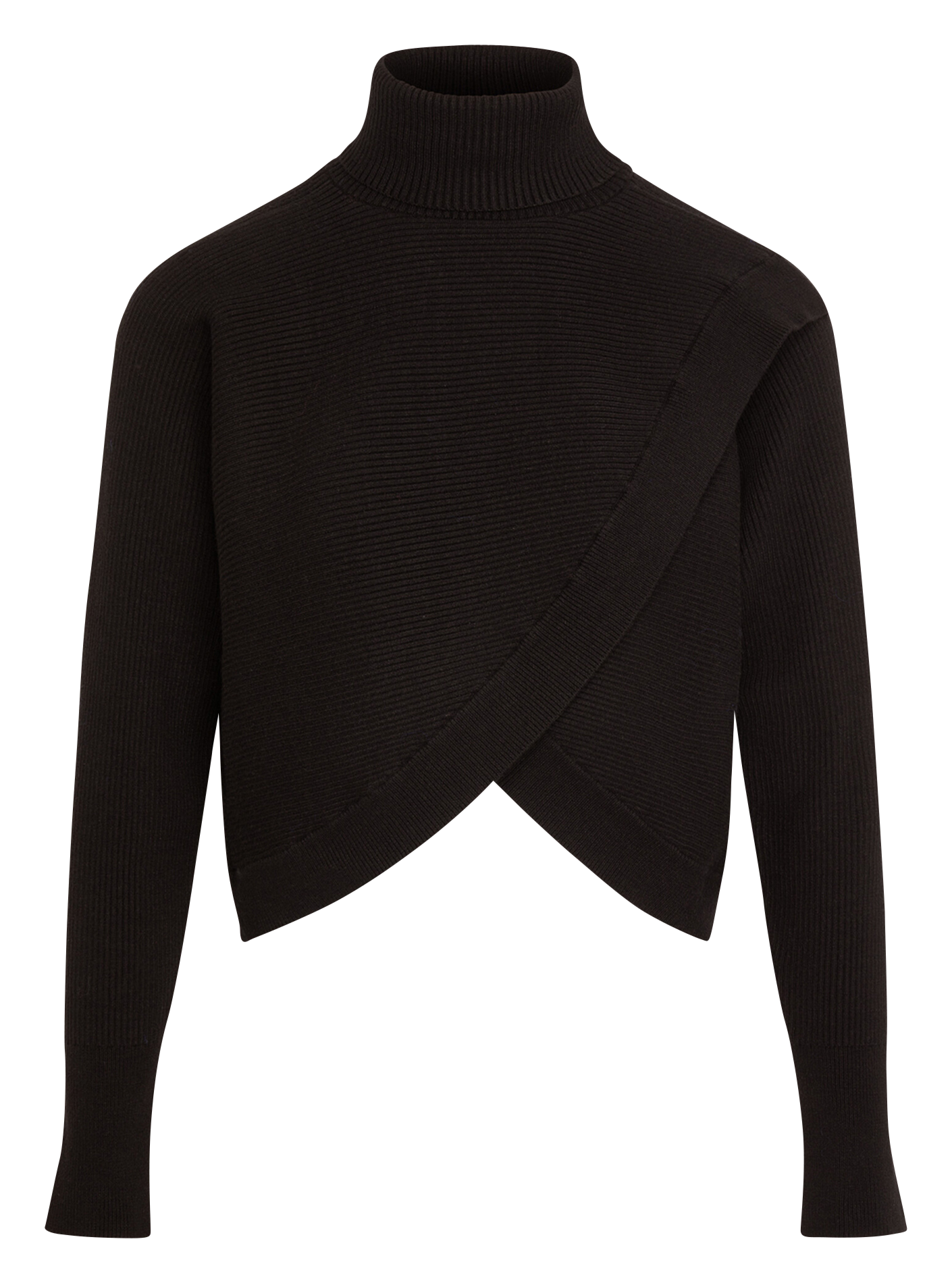 MISS - Pull court droit col roulé | Noir