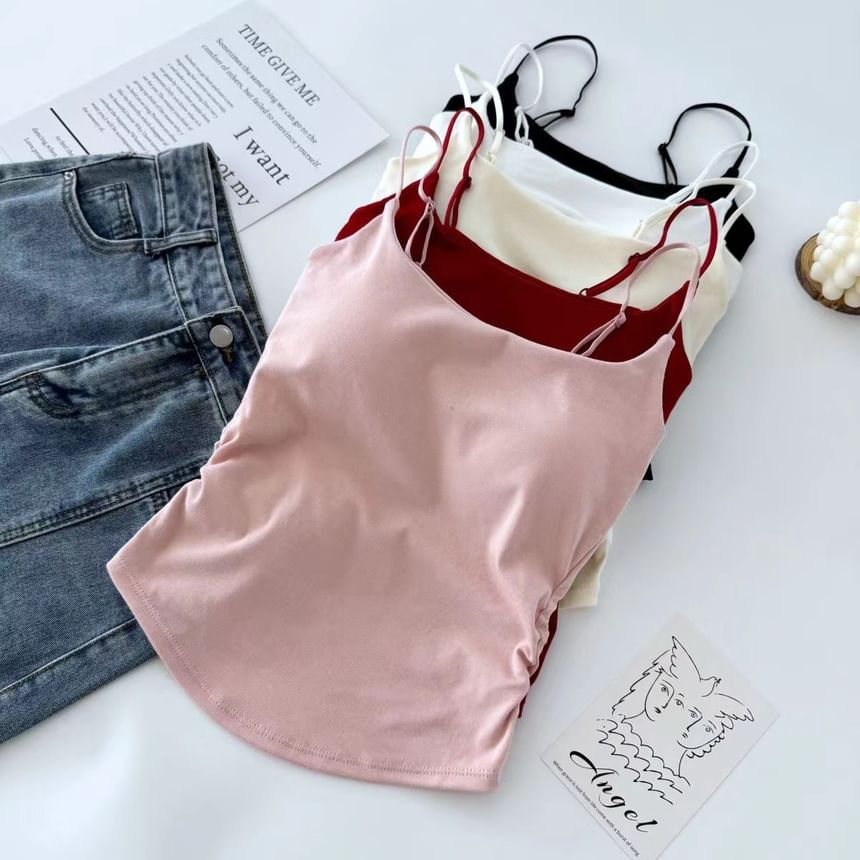 Wildery - Effen geplooide cami-top met vulling