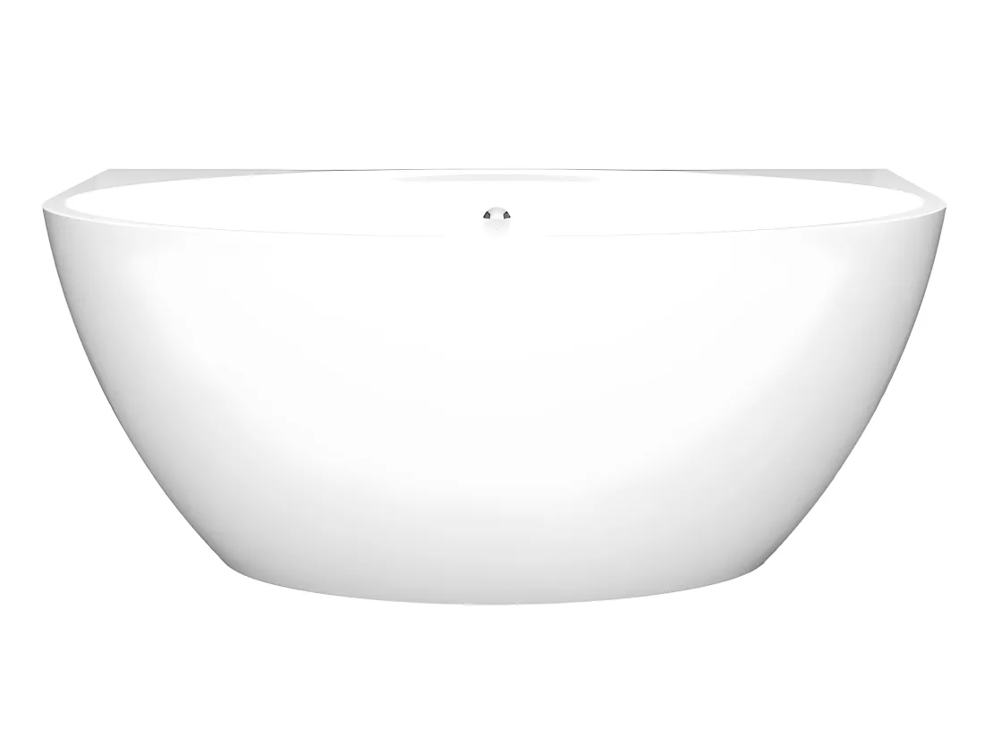 Baignoire semi-îlot ovale - 197 L - 151 x 94 x 60 cm - Blanche - Acrylique - PAGRUS