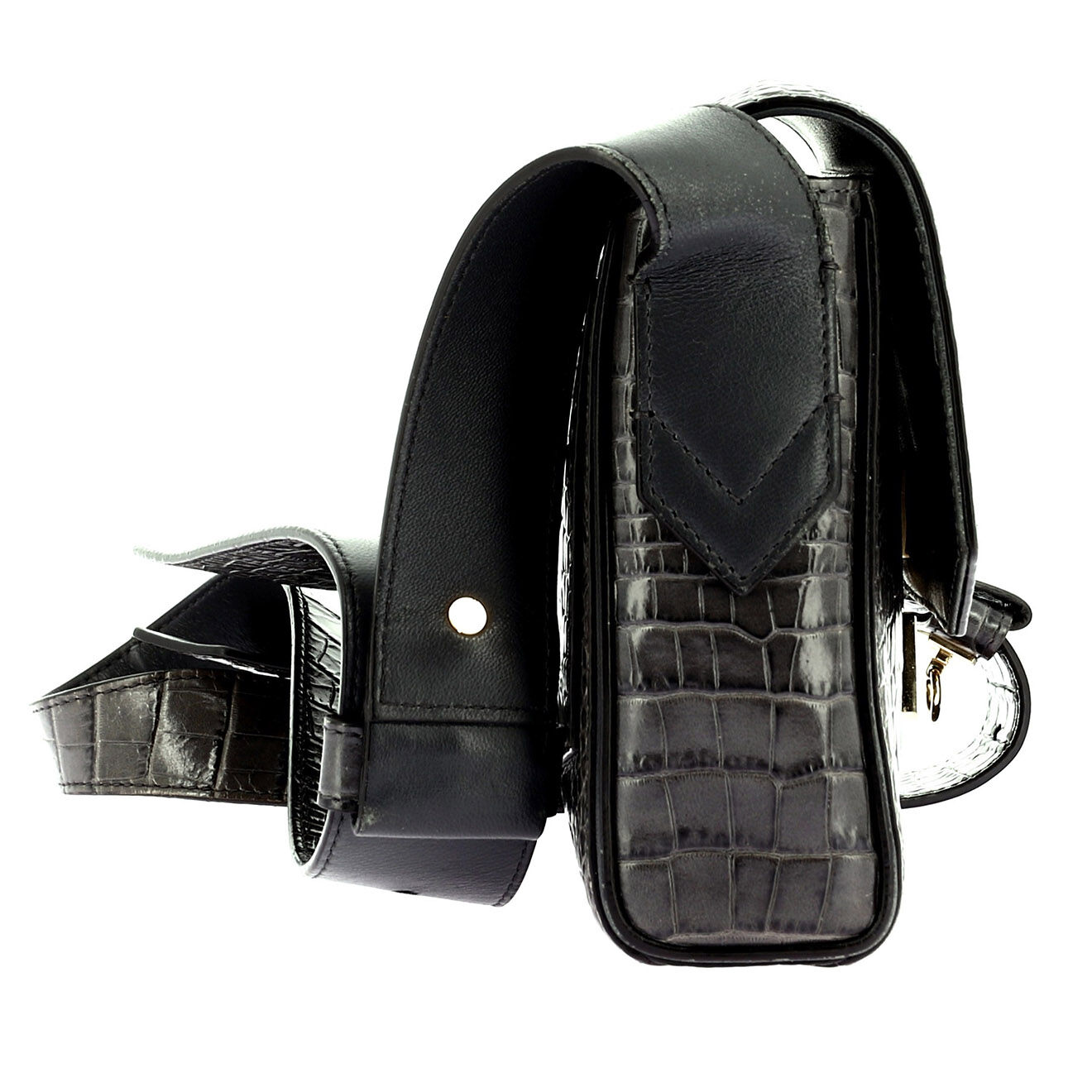 Givenchy Sac bandoulière 4G Medium en Cuir effet croco gris Etat: Bon état - Longueur 26 cm