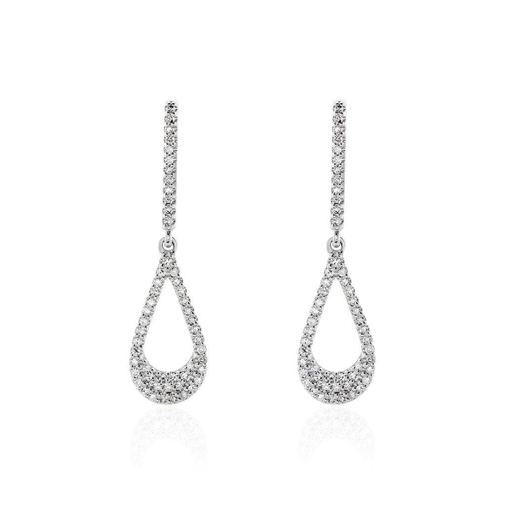 Boucles D'oreilles Pendantes Or Blanc Abilene Diamants