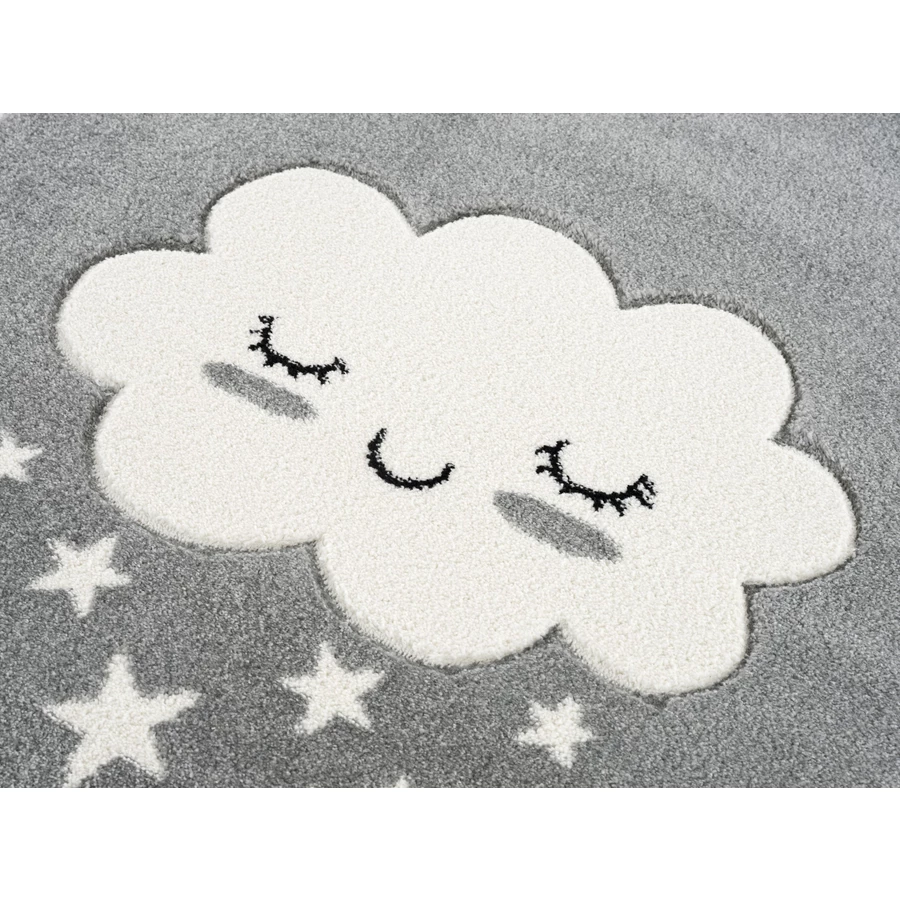 LIVONE Kinderteppich Kids love Rugs WOLKE silbergrauweiss