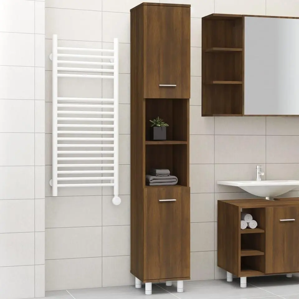 vidaXL - Kolomkast met 2 deuren - Bruin eiken - Bewerkt hout - 30x30x179 cm