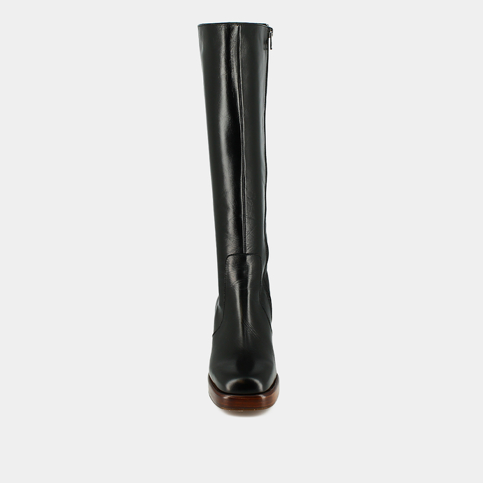 Bottes à plateformes  en cuir vieilli noir taille mollet L