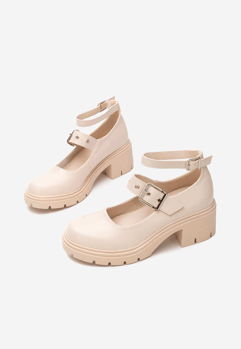 Chaussures à talon épais lilas Khah bej