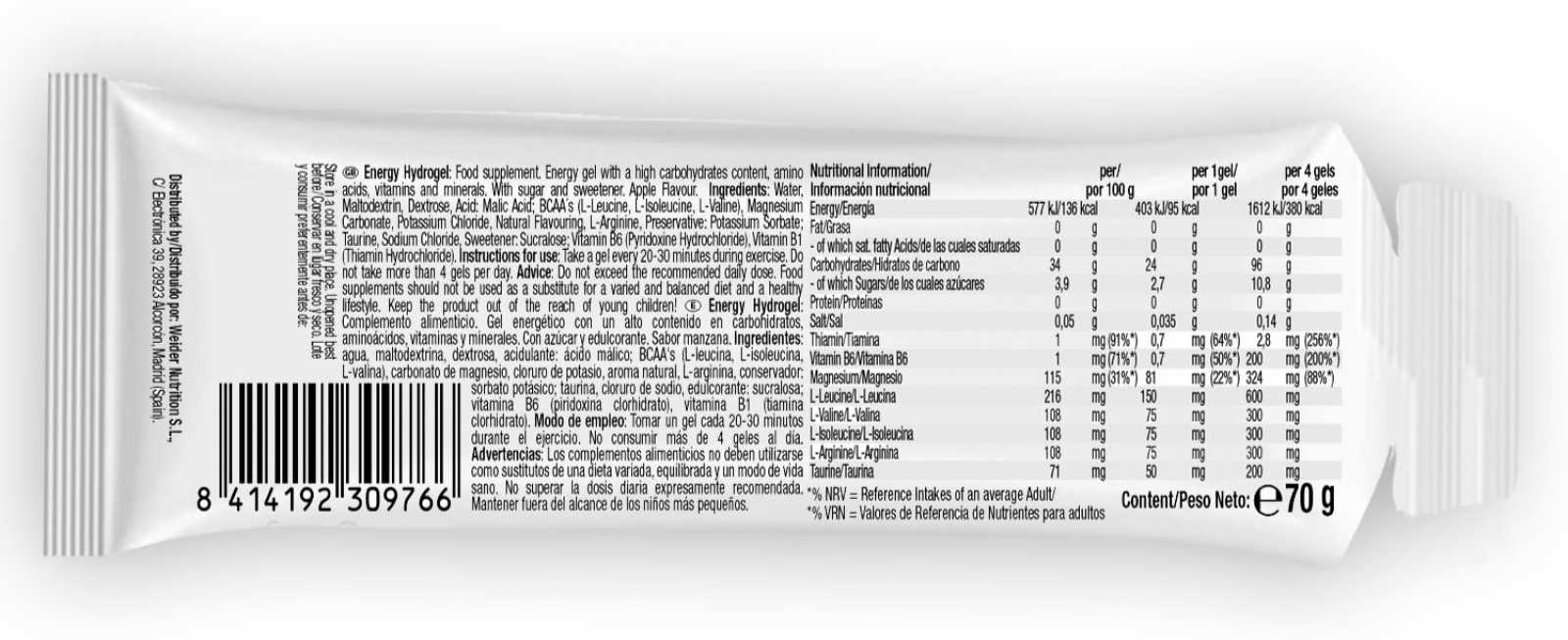 Victory Endurance Hydro Energy Gel 70g