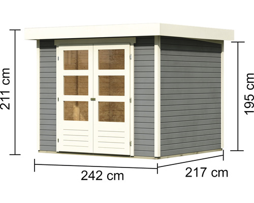 Expresshaus, Karibu Rasch 3 tuinhuis, 266 x 238 cm, terragrijs