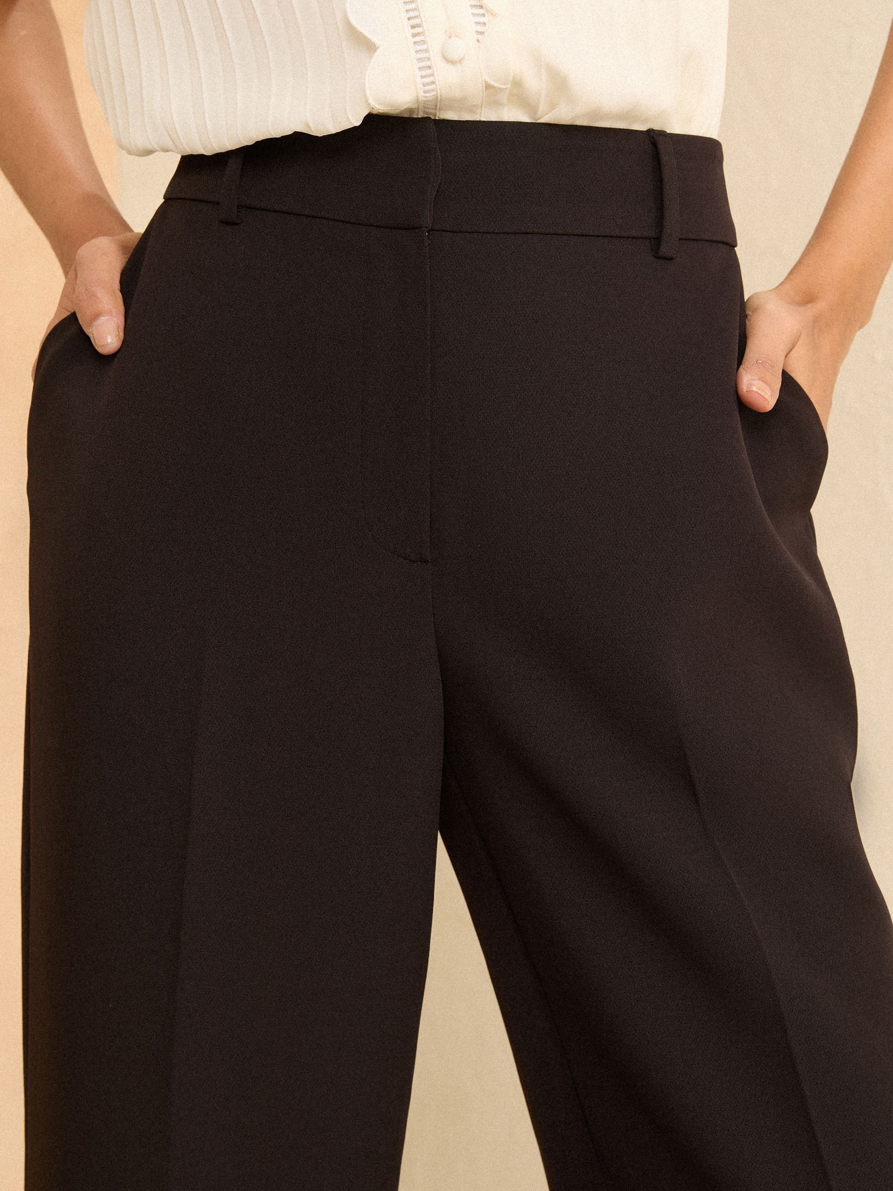 Zwart - Love & Roses broek met wijde pijpen