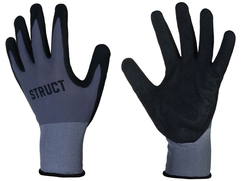STRUCT Arbeitshandschuh Nylon, XL, Grau/Schwarz, 1 Stück Handschuhe mit Nitril-Beschichtung
