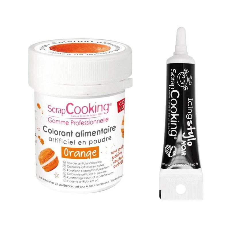 Colorant alimentaire Orange + Stylo glaçage noir Scrapcooking