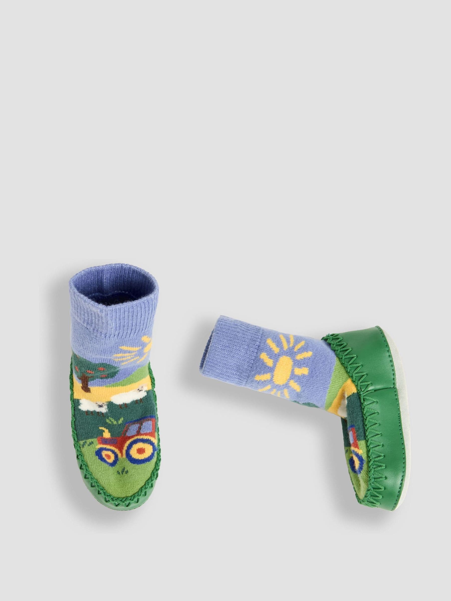 Jojo Maman Bébé mocassinsokken met boerderijscène