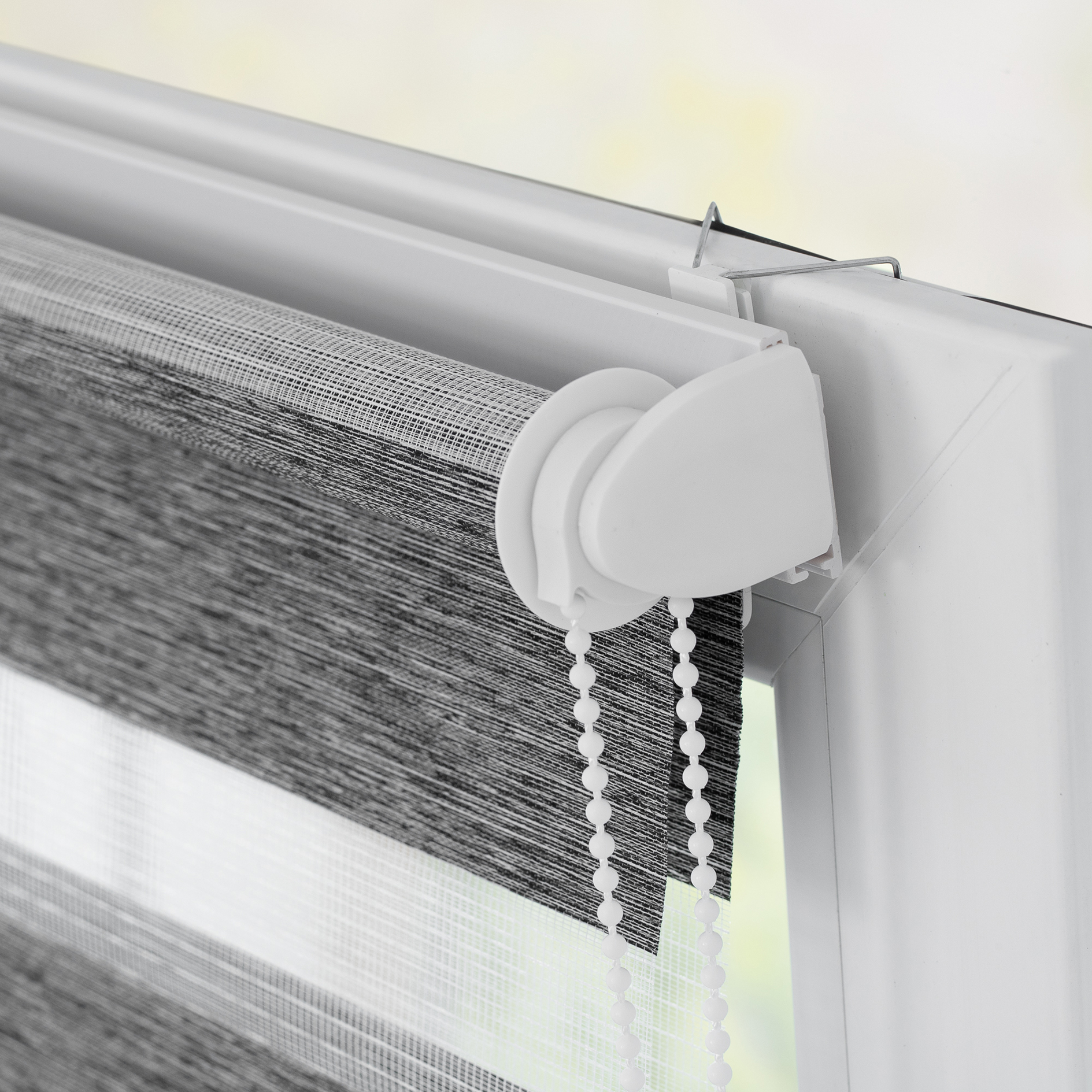 LICHTBLICK Duo Rollo Klemmfix meliert - dunkelgrau gestreift - 45x150 cm