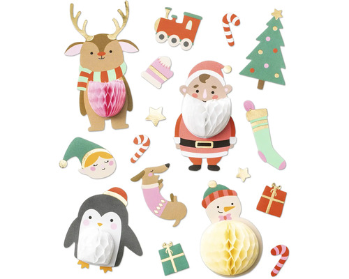 Honingraatbalstickers KERST 17 stuks